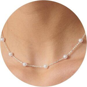 ⚡Pearl NecklPearl Necklace for Women - 14K Gold-plated/White Gold-plated Dainty